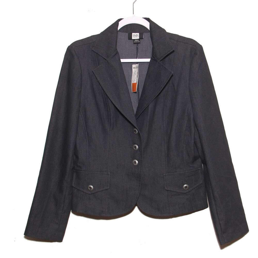 NEW Studio 1940 Lightweight Stretch Denim Blazer Size Medium